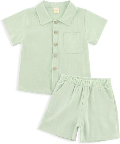 POBIDOBY Linen Baby Clothes for Summer Vacation & Beach Hiking, Linen Short with Cotton Linen Top for Girls & Boys in Saudi Arabia