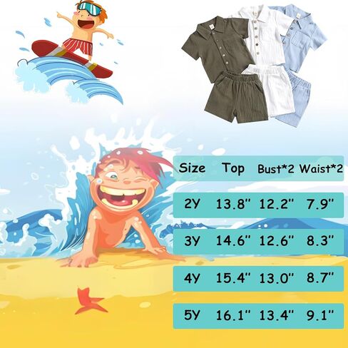 POBIDOBY Linen Baby Clothes for Summer Vacation & Beach Hiking, Linen Short with Cotton Linen Top for Girls & Boys in Saudi Arabia