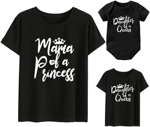 Gourd Doll Mother & Daughter Matching T-Shirts Set Mom & Baby Girl Bodysuit & Women Tee Shirt Mommy & Me Matching Outfits in Saudi Arabia