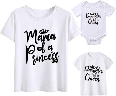 Gourd Doll Mother & Daughter Matching T-Shirts Set Mom & Baby Girl Bodysuit & Women Tee Shirt Mommy & Me Matching Outfits in Saudi Arabia