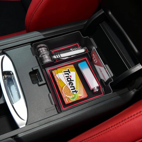 منظم وحدة التحكم المركزية TACOBRO متوافق مع ملحقات Acura RDX 2019 2020 2021 2022 2023 2024، صينية إدخال مسند الذراع RDX، صندوق تخزين ثانوي داخلي ABS، زخرفة حمراء in Saudi Arabia