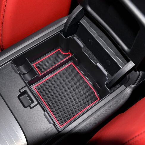 منظم وحدة التحكم المركزية TACOBRO متوافق مع ملحقات Acura RDX 2019 2020 2021 2022 2023 2024، صينية إدخال مسند الذراع RDX، صندوق تخزين ثانوي داخلي ABS، زخرفة حمراء in Saudi Arabia