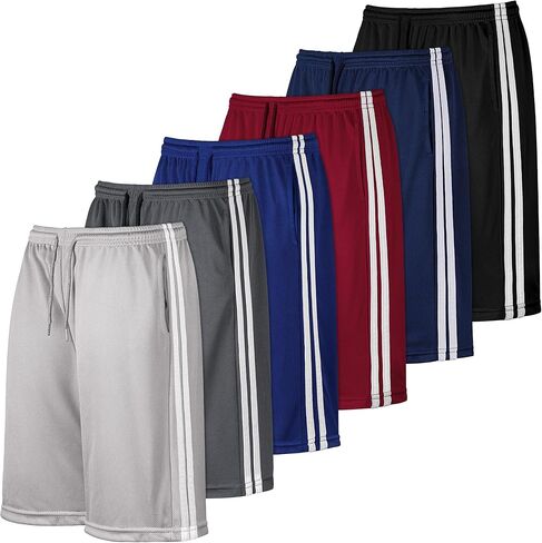 مجموعة من 6 شورتات شبكية للأولاد من ريسينتا، شورت كرة سلة شبكي رياضي للشباب مع جيوب، ملابس صيفية سريعة الجفاف in Kuwait