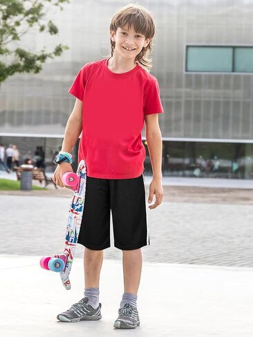 مجموعة من 6 شورتات شبكية للأولاد من ريسينتا، شورت كرة سلة شبكي رياضي للشباب مع جيوب، ملابس صيفية سريعة الجفاف in Kuwait