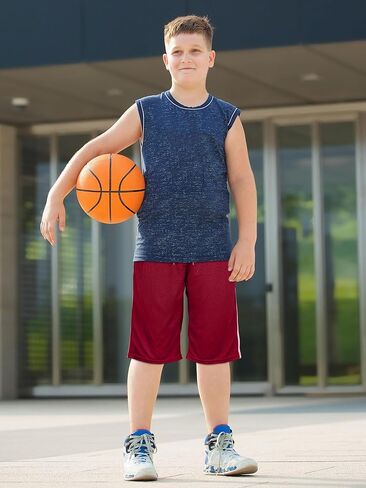 مجموعة من 6 شورتات شبكية للأولاد من ريسينتا، شورت كرة سلة شبكي رياضي للشباب مع جيوب، ملابس صيفية سريعة الجفاف in Kuwait