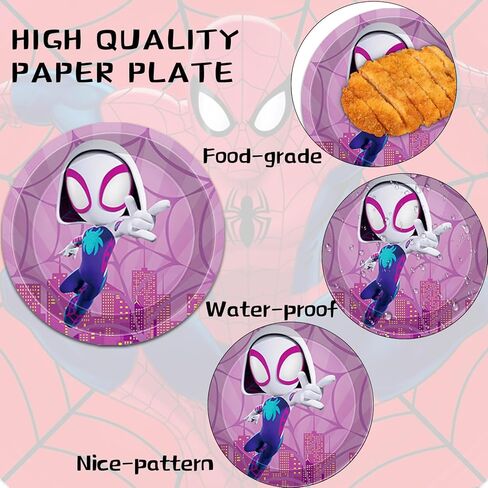 لوازم حفلات أعياد الميلاد من سبايدي أند فريندز، أطباق حفلات أعياد ميلاد سبايدي فريندز للاستعمال مرة واحدة، أطباق ومناديل عيد ميلاد لأصدقائه المذهلين لتزيين أعياد ميلاد سبيدي والأصدقاء، تكفي 30 شخصًا in Kuwait