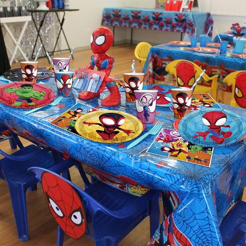 لوازم حفلات أعياد الميلاد من سبايدي أند فريندز، أطباق حفلات أعياد ميلاد سبايدي فريندز للاستعمال مرة واحدة، أطباق ومناديل عيد ميلاد لأصدقائه المذهلين لتزيين أعياد ميلاد سبيدي والأصدقاء، تكفي 30 شخصًا in Kuwait