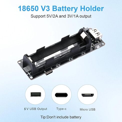 FORIOT 2Pcs 1865O Battery Holder Li-ion Battery with Single Compartment Support USB 5V/2A 3V/1A V3 Battery Shield Battery Charging Module with USB to Micro USB Charging Cable in Kuwait