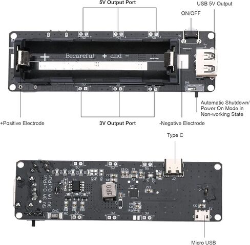 FORIOT 2Pcs 1865O Battery Holder Li-ion Battery with Single Compartment Support USB 5V/2A 3V/1A V3 Battery Shield Battery Charging Module with USB to Micro USB Charging Cable in Kuwait