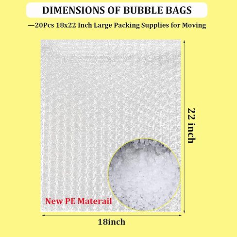 20Pack Clear Bubble Out Bag Pouches 14x18 inch, Bubble Pouches Wrap Bag Double Protection Shockproof Bubble Cushioning Wrap Bag for Packing, Shipping, Moving and Storage in Saudi Arabia