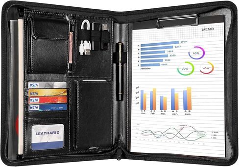 حافظة ملفات جلدية مقاس A4 من Leathario، حافظة للكتابة، مجلد عرض الأعمال in Kuwait