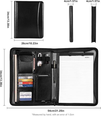 حافظة ملفات جلدية مقاس A4 من Leathario، حافظة للكتابة، مجلد عرض الأعمال in Kuwait