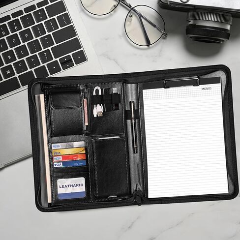 حافظة ملفات جلدية مقاس A4 من Leathario، حافظة للكتابة، مجلد عرض الأعمال in Kuwait