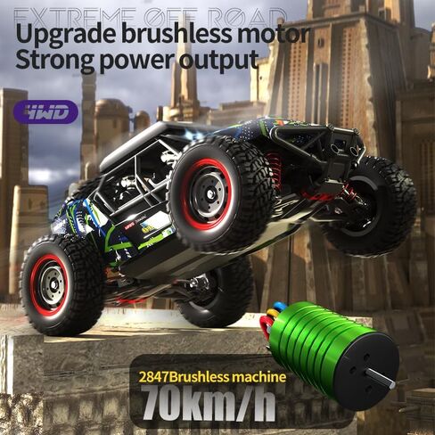 سيارة RC بدون فرشاة، 70 كم/ساعة، 16106 PRO، سيارة RC عالية السرعة، RTR، 1/16 4WD على الطرق الوعرة الانجراف بدون فرشاة RC شاحنة للبالغين باللون الأزرق in Saudi Arabia
