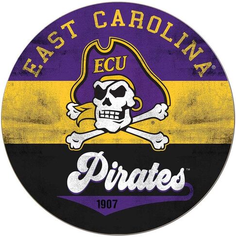 KH Sports Fan East Carolina Pirates Multi-Color Retro Circle Sign, 20x20 Inches, Pirates Decor for Dorm Room, Bedroom, Fan Cave, Living Room; Display Your Team Spirit with This Unique East Carolina Pirates Wall Art in Saudi Arabia