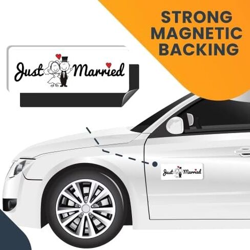 Magnet Me Up Just Married Magnet Decal, 3x8 Inches Heavy Duty Automotive Magnet for Car Truck SUV in Kuwait