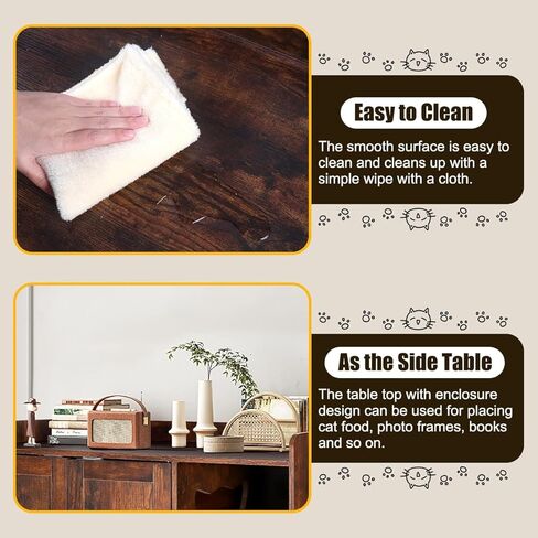 BriSunshine Cat Litter Box Enclosure Furniture, Hidden Cat Litter Box with Scratching Pad, Wooden Cat Washroom Furniture Cat House Cabinet, 31.5" L x 18.3" W x 19.8" H, Rustic Brown in Kuwait