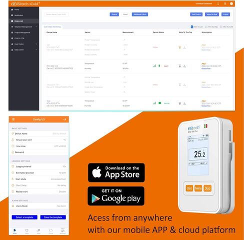 Elitech Temperature Data Logger Recorder Cloud Data Storage Ultra Low Temperature External Sensor WiFi Communication, RCW-360PW-TLE in Saudi Arabia