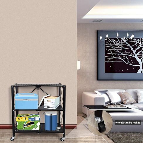وحدة رفوف تخزين معدنية قابلة للطي شديدة التحمل من 5 طبقات من HealSmart مع عجلات تتحرك بسهولة أرفف منظمة رائعة لمطبخ المرآب، أسود in Kuwait
