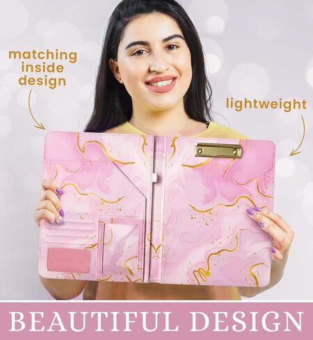 Portfolio Organizer, Clipboard Folio, Pink Padfolio for Women, Portfolio with Notepad, Pen Holder & Card Storage, Portfolio Binder, Padfolio for Men, Leather Binder, Leather Portfolio in Saudi Arabia