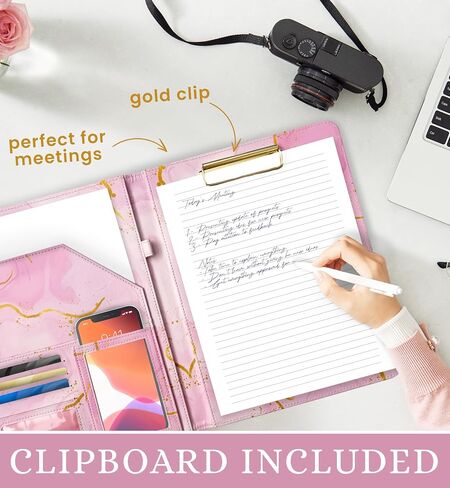 Portfolio Organizer, Clipboard Folio, Pink Padfolio for Women, Portfolio with Notepad, Pen Holder & Card Storage, Portfolio Binder, Padfolio for Men, Leather Binder, Leather Portfolio in Saudi Arabia