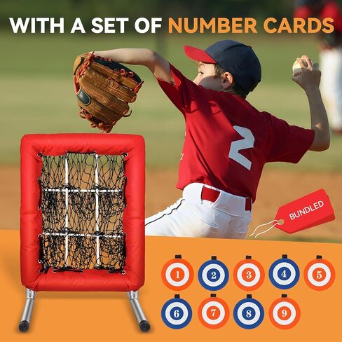 شبكة رمي 9 فتحات من نيوهاي، 9 شبكة رمي مستهدفة، منطقة الضربة المستهدفة، شبكة رمي الكرة اللينة والبيسبول، جيب أباريق شديدة التحمل، ارتفاع قابل للتعديل مع 4 أوتاد أرضية و2 كيس رمل in Kuwait