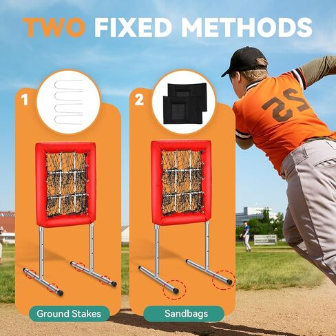 شبكة رمي 9 فتحات من نيوهاي، 9 شبكة رمي مستهدفة، منطقة الضربة المستهدفة، شبكة رمي الكرة اللينة والبيسبول، جيب أباريق شديدة التحمل، ارتفاع قابل للتعديل مع 4 أوتاد أرضية و2 كيس رمل in Kuwait