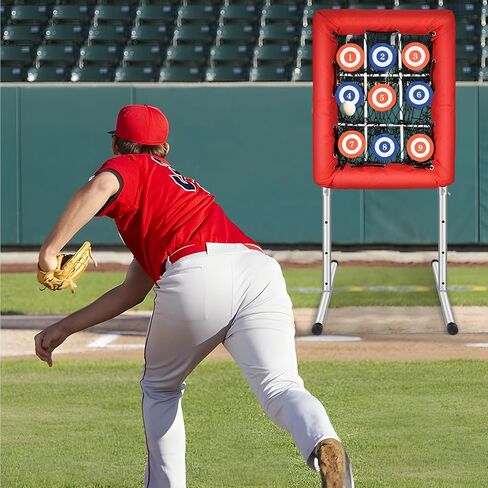 شبكة رمي 9 فتحات من نيوهاي، 9 شبكة رمي مستهدفة، منطقة الضربة المستهدفة، شبكة رمي الكرة اللينة والبيسبول، جيب أباريق شديدة التحمل، ارتفاع قابل للتعديل مع 4 أوتاد أرضية و2 كيس رمل in Kuwait