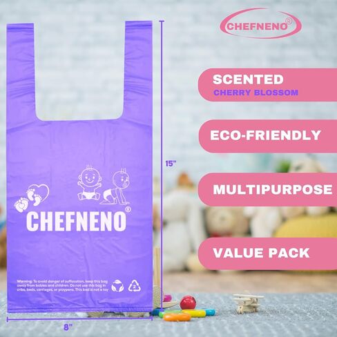 أكياس حفاضات للاستعمال مرة واحدة (600 قيراط) معطرة بأزهار الكرز، مقابض سهلة الربط، أكياس حفاضات معطرة، أكياس نفايات الكلاب للاستعمال مرة واحدة، أكياس نفايات فضلات القطط (زهر الكرز، 600 كيس) in Kuwait