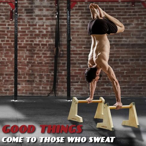 INFIDEZ 20 × 12 بوصة ارتفاعات خشبية قابلة للتعديل وقضبان رفع، قضبان متوازية للجمباز غير قابلة للانزلاق، قضبان الوقوف على اليدين، معدات تمارين رياضية للتمرين الداخلي والخارجي in Kuwait