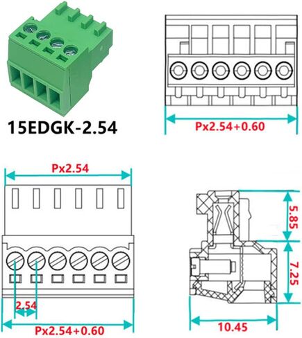 Jienk 5Set 4-Pin 125V 4A 2.54mm 0.1" Pitch PCB Mount Screw Terminal Block Connector for 26-18AWG Cable in Saudi Arabia