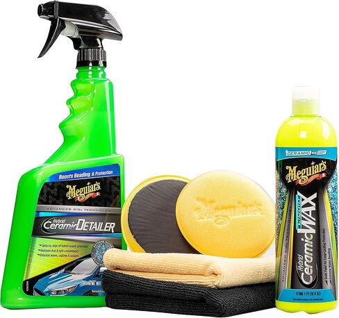 Meguiar's Hybrid Ceramic Quik Clay Kit - Get a Smooth Finish & Hybrid Ceramic Protection in One, Removes Contaminants Bonded on Paint with Synthetic Clay Pad and Hybrid Ceramic Detailer in Saudi Arabia