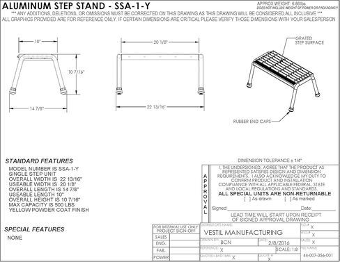Vestil SSA-1-Y Aluminum Step Stand - 1 Step Welded, Yellow in Saudi Arabia