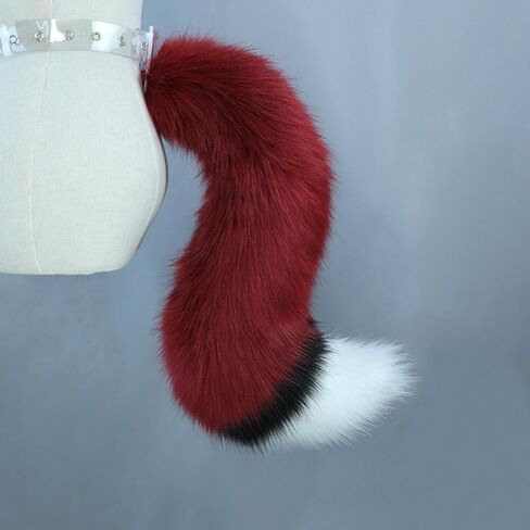 TTYAO REII Fox Wolf Cat Ears and Tail Set Wine Red Furry Ears Headband with Tail Animals Ears Tail for Cosplay Costume in Saudi Arabia