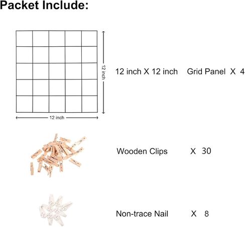 لوحة شبكية جدارية سلكية من Ecjiuyi، 4 قطع صور فوتوغرافية ولوحة مذكرة فنية وإطار عرض شماعات، مكتب المنزل وغرفة المعيشة والمطبخ وديكور منظم للتخزين in Kuwait