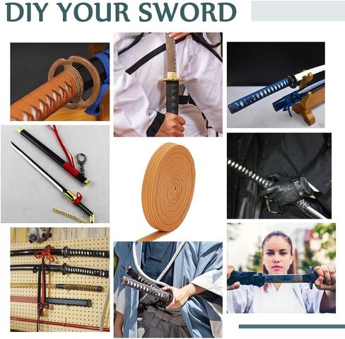 OLYCRAFT Ito Sageo التفاف الحبل تقليد الجلود السيف مقبض الحبل Tsukamaki Sageo التفاف الحبل لحبل المقبض in Kuwait