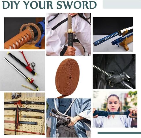 OLYCRAFT Ito Sageo التفاف الحبل تقليد الجلود السيف مقبض الحبل Tsukamaki Sageo التفاف الحبل لحبل المقبض in Kuwait