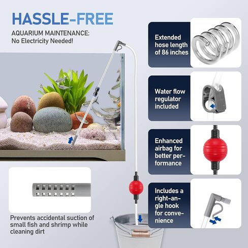 KRESANDI Aquarium Siphon Fish Tank Cleaner Adjustable Water Flow Aquarium Gravel Vacuum, Turtle Tank Small Fish Tank Cleaner Vacuum for Wash Sand, Water Changing in Saudi Arabia