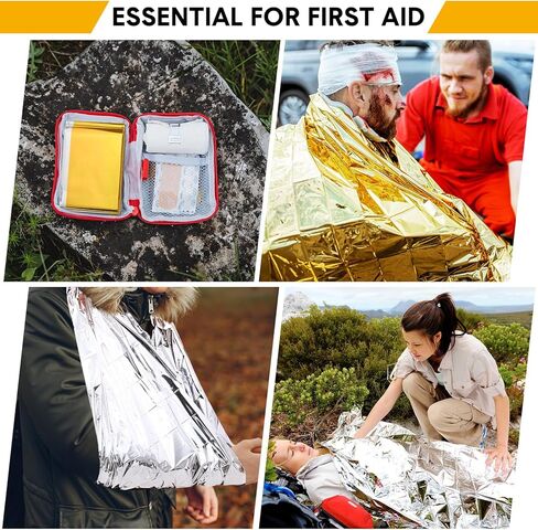 Copkim 100 Pcs Emergency Foil Thermal Blankets Bulk 83" x 55" Reflective Space Blanket, Waterproof Individually Wrap Lightweight Survival Blanket for Camping Outdoor Hiking Homeless First Aid, Silver in Kuwait