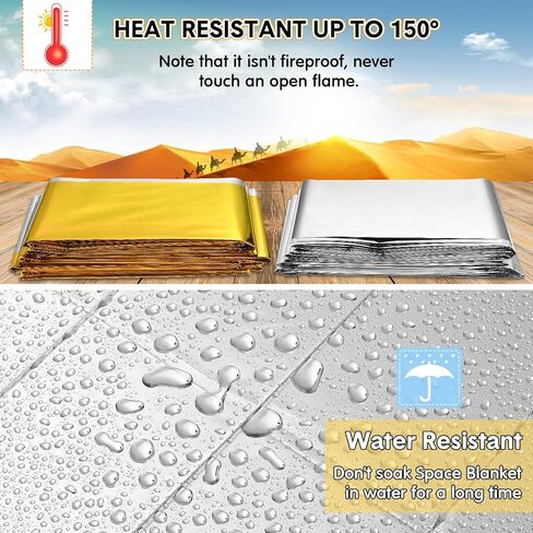 Copkim 100 Pcs Emergency Foil Thermal Blankets Bulk 83" x 55" Reflective Space Blanket, Waterproof Individually Wrap Lightweight Survival Blanket for Camping Outdoor Hiking Homeless First Aid, Silver in Kuwait