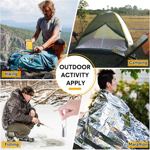 Copkim 100 Pcs Emergency Foil Thermal Blankets Bulk 83" x 55" Reflective Space Blanket, Waterproof Individually Wrap Lightweight Survival Blanket for Camping Outdoor Hiking Homeless First Aid, Silver in Kuwait