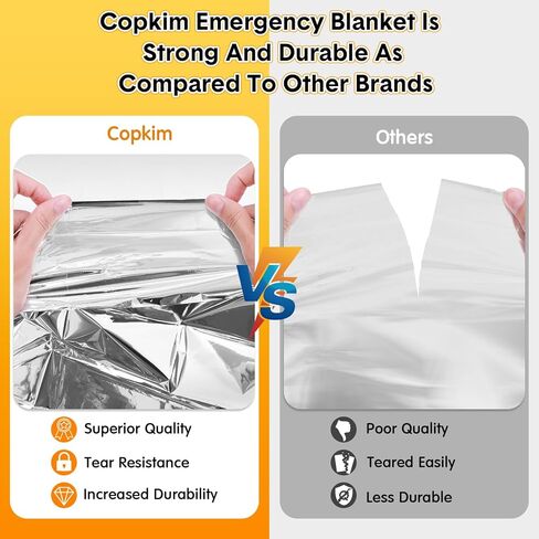 Copkim 100 Pcs Emergency Foil Thermal Blankets Bulk 83" x 55" Reflective Space Blanket, Waterproof Individually Wrap Lightweight Survival Blanket for Camping Outdoor Hiking Homeless First Aid, Silver in Kuwait