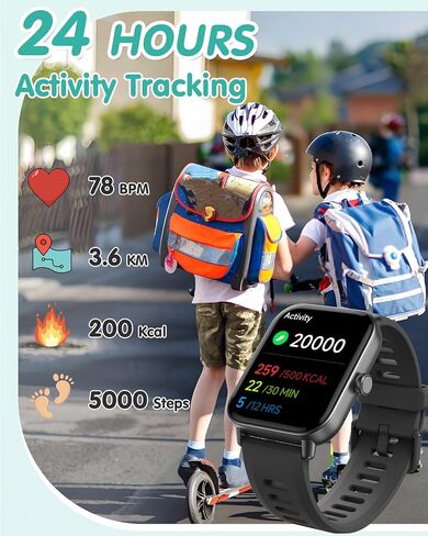 Kids Smart Watch, Kids Watch No Phone Needed Heart Rate & Sleep Tracker, Stress & SpO2 Monitor, 1.8" Fitness Tracker Step Counter, Alarm Clock, Games, Swimming Watch for Boys Girls Teens Aged 5+ in Saudi Arabia