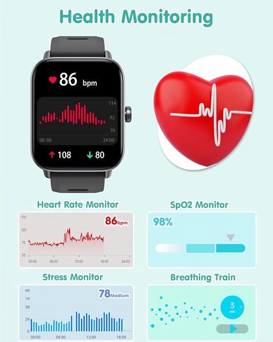 Kids Smart Watch, Kids Watch No Phone Needed Heart Rate & Sleep Tracker, Stress & SpO2 Monitor, 1.8" Fitness Tracker Step Counter, Alarm Clock, Games, Swimming Watch for Boys Girls Teens Aged 5+ in Saudi Arabia