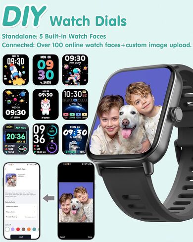 Kids Smart Watch, Kids Watch No Phone Needed Heart Rate & Sleep Tracker, Stress & SpO2 Monitor, 1.8" Fitness Tracker Step Counter, Alarm Clock, Games, Swimming Watch for Boys Girls Teens Aged 5+ in Saudi Arabia