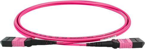 OPFI® MPO Fiber Cable, Male to Female, 12 Fibers, Multimode-OM4, Magenta, for 40G QSFP+/100G QSFP28 transceiver, MTP Compatible. Type B, 7m (23ft). in Saudi Arabia