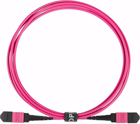OPFI® MPO Fiber Cable, Male to Female, 12 Fibers, Multimode-OM4, Magenta, for 40G QSFP+/100G QSFP28 transceiver, MTP Compatible. Type B, 7m (23ft). in Saudi Arabia