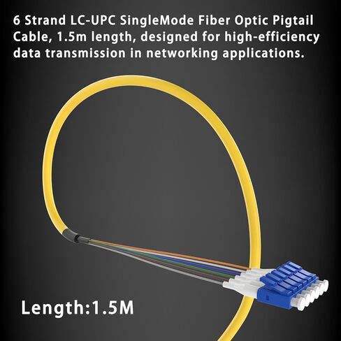 4Pack LC UPC 12 Strand Multimode Fiber Optic Pigtail Cables, OM3/OM4 50/125, 1.5m (5ft), High-Density LC-UPC Connector for Data Centers, Telecom, and Network - Low Insertion Loss, High Performance in Kuwait