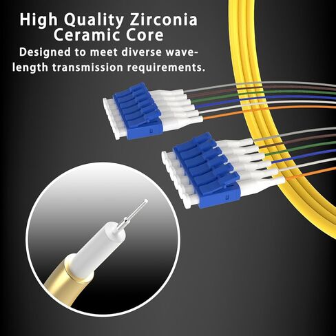 4Pack LC UPC 12 Strand Multimode Fiber Optic Pigtail Cables, OM3/OM4 50/125, 1.5m (5ft), High-Density LC-UPC Connector for Data Centers, Telecom, and Network - Low Insertion Loss, High Performance in Kuwait