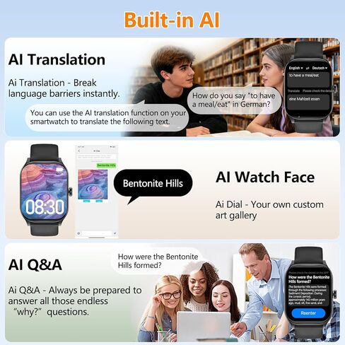 ساعة ذكية للنساء والرجال مع الرسائل النصية والمكالمات، 2025 ساعات ذكية جديدة تعمل بالذكاء الاصطناعي مع معدل ضربات القلب/SpO2/النوم/مراقب الضغط، أكثر من 100 وضع رياضي، ساعات لياقة GPS متوافقة مع iOS/Android (خريطة، وردي) in Kuwait